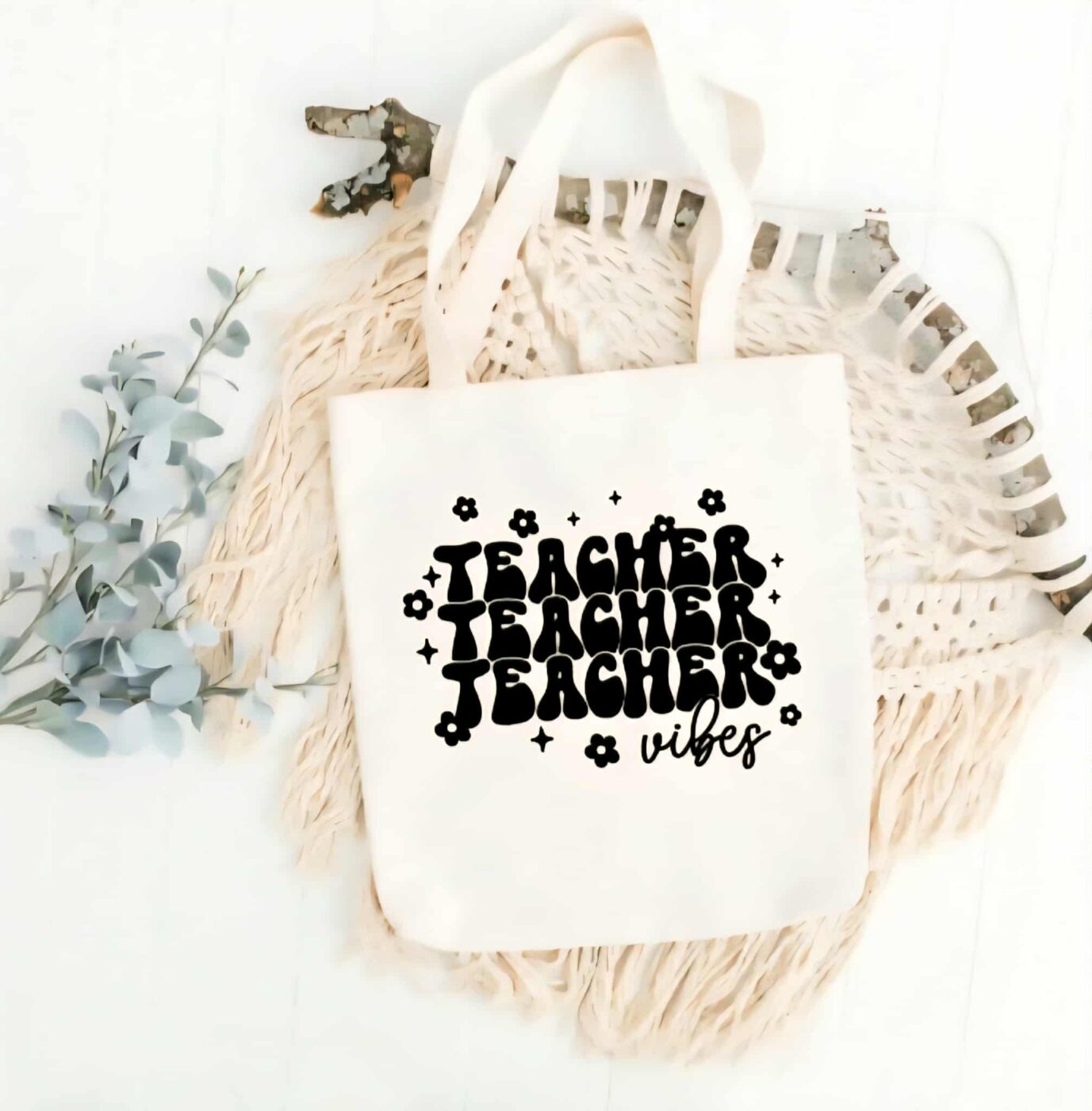 Teacher vibes tote bag