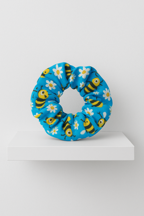 Blue bee scrunchie