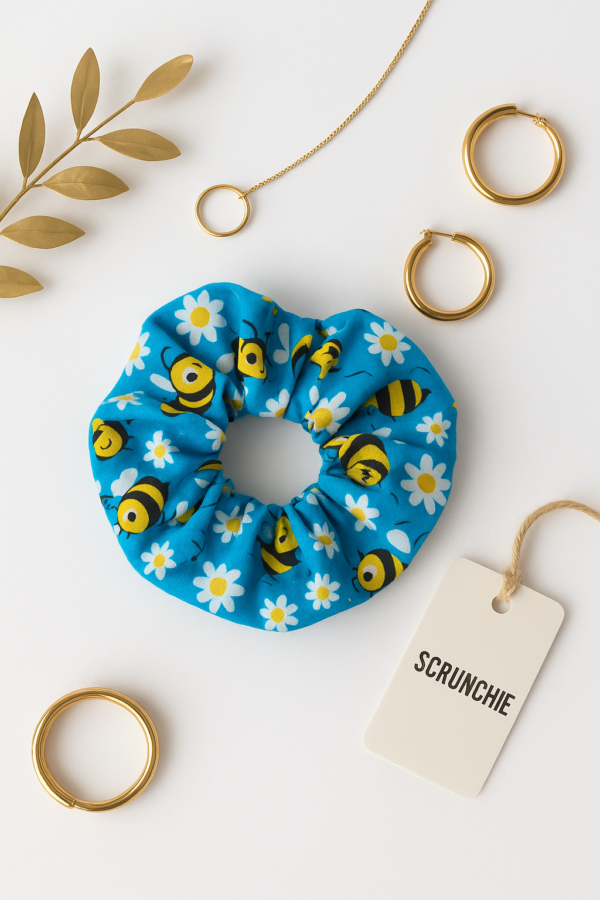 Blue bee scrunchie - Image 2