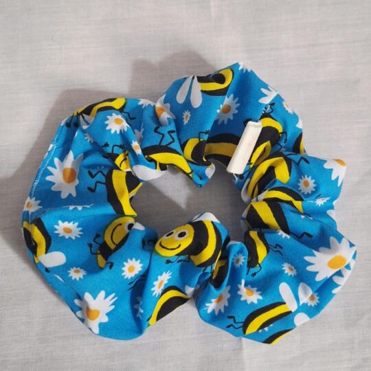 Blue bee scrunchie