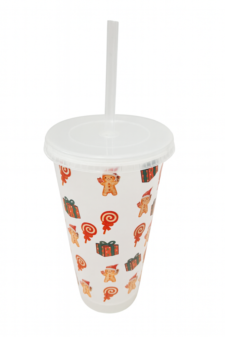Festive Christmas Cold Cup with Straw