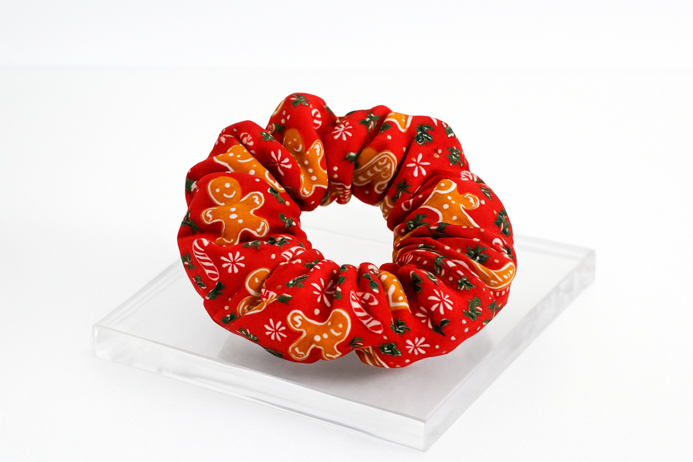 Red gingerbread Christmas scrunchie