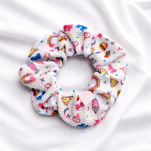 Fun Food Scrunchie – Rainbow, Pizza & Ice Cream Cute Hair Accessory