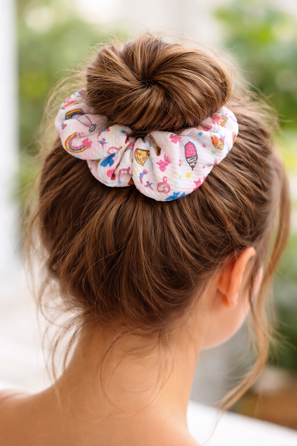 Fun Food Scrunchie – Rainbow, Pizza & Ice Cream Cute Hair Accessory - Image 2