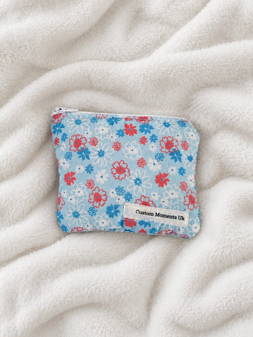 Blue Floral Zipped Pouch – Handmade Fabric Coin Purse