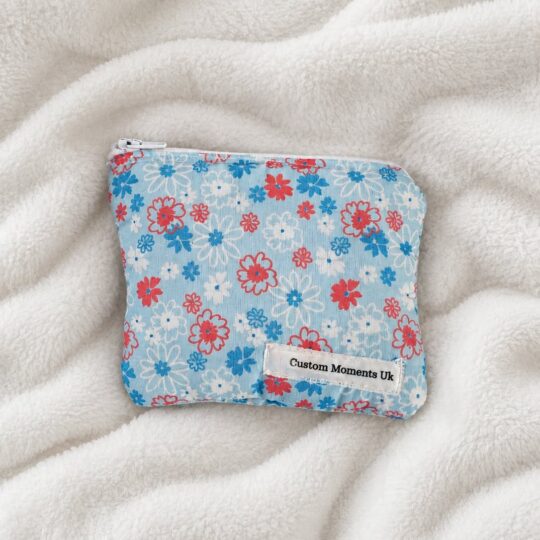 Blue Floral Zipped Pouch – Handmade Fabric Coin Purse