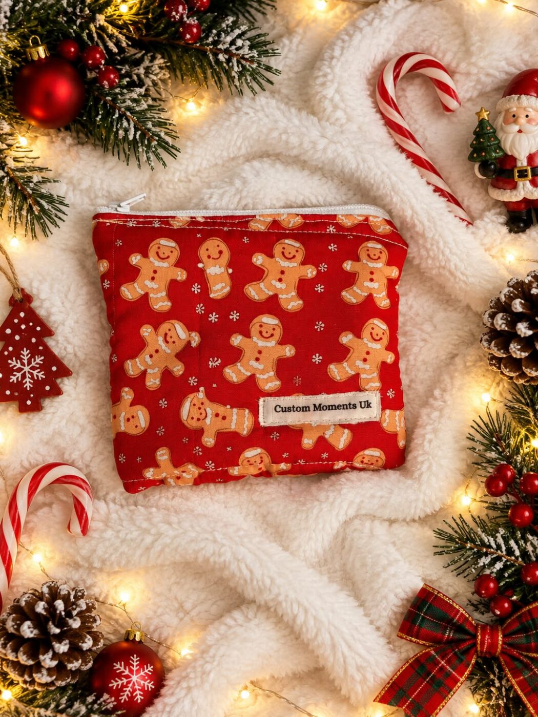Christmas Gingerbread Handmade Fabric Purse